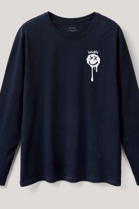 Long Sleeve T-shirt in Blue Color with Slime Smiley Print