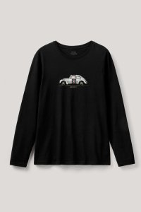 Long Sleeve T-shirt in Black Color with Fastest Beetle Print