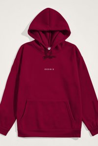 Hoodie in Bordeaux Color with Minimal Hedrix Print
