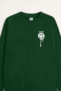 Sweatshirt in Green Color with Slime Smiley Print