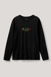 Long Sleeve T-shirt in Black Color with Arcade Print