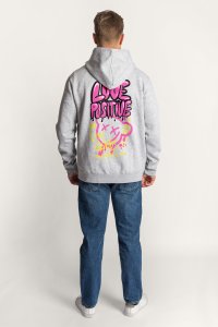 Zip-Up Hoodie in Grey color with Love Positive stamp