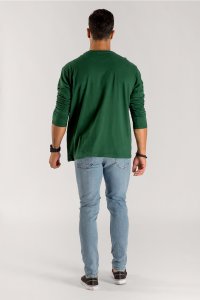 Long Sleeve T-shirt in Green Color with Self Made Man Print