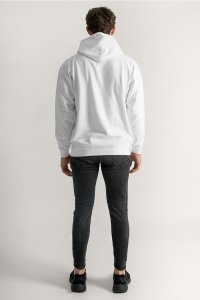 Hoodie in White Color with Teddys Opinion Print