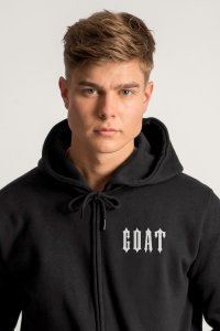 Zip-Up Hoodie in Black color with Real Goat stamp