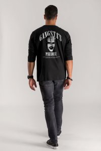 Long Sleeve T-shirt in Black Color with Gangstas Paradise Print