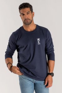 Long Sleeve T-shirt in Blue Color with King Print