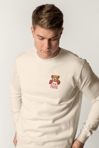 Sweatshirt in Ecru Color with Boxer Teddy Print