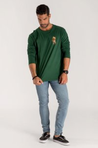 Long Sleeve T-shirt in Green Color with Everyones Got An Opinion Print