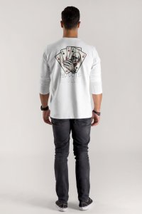 Long Sleeve T-shirt in White Color with No Guts No Glory Print