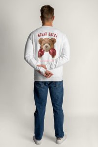 Sweatshirt in White Color with Boxer Teddy Print