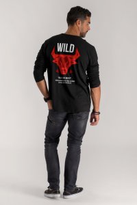 Long Sleeve T-shirt in Black Color with Bulls Eye Print