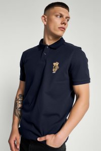 Polo Shirt Slim Fit in Blue Color with Rich Teddy stamp