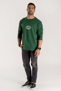 Long Sleeve T-shirt in Green Color with Gangstas Paradise Print