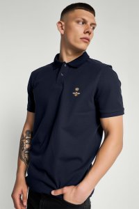 Polo Shirt Slim Fit in Blue Color with Bee King stamp