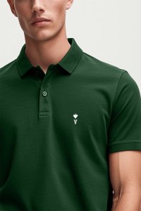 Polo Shirt Slim Fit in Green Color with Ace Reversed stamp