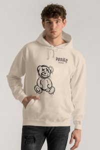Hoodie in Ecru Color with Vanity Teddy Print