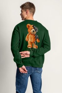 Sweatshirt in Green Color with Robotic Teddy Print