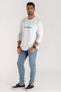 Long Sleeve T-shirt in White Color with LA Rules Print
