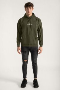Hoodie in Khaki Color with Lowercase Hedrix Print