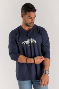 Long Sleeve T-shirt in Blue Color with Fastest Beetle Print