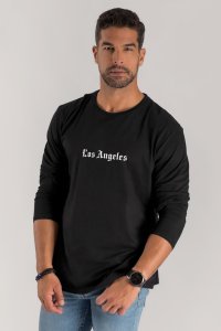 Long Sleeve T-shirt in Black Color with LA Rules Print