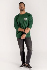 Long Sleeve T-shirt in Green Color with No Guts No Glory Print