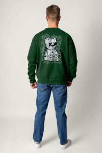 Sweatshirt in Green Color with Worldwide Teddy Print