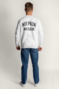Sweatshirt in White Color with No Pain No Gain Print