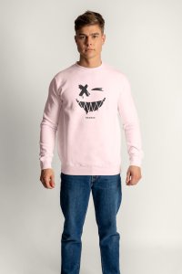 Sweatshirt in Pink Color with Angry Smiley Print