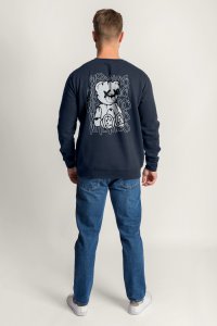 Sweatshirt in Blue Color with Worldwide Teddy Print