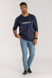 Long Sleeve T-shirt in Blue Color with No Pain No Gain Print