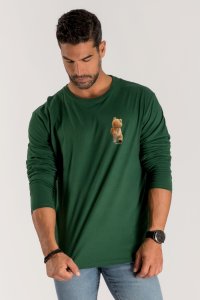 Long Sleeve T-shirt in Green Color with Everyones Got An Opinion Print