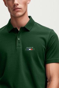 Polo Shirt Slim Fit in Green Color with Paris La Vie Minimal stamp