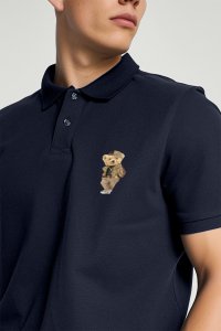 Polo Shirt Slim Fit in Blue Color with Rich Teddy stamp