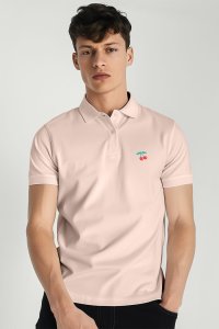 Polo Shirt Slim Fit in Pink Color with Cherry stamp