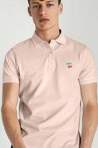 Polo Shirt Slim Fit in Pink Color with Cherry stamp