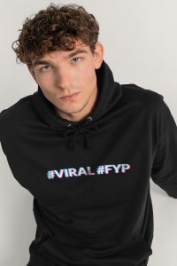 Hoodie in Black Color with Viral Fyp Print