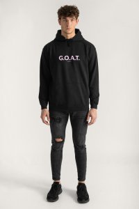 Hoodie in Black Color with Goat   Print