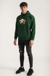 Hoodie in Green Color with Life Is A Gamble Print