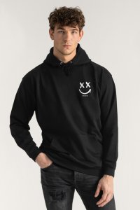 Hoodie in Black Color with Graffiti Smiley Print