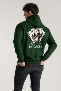 Hoodie in Green Color with No Guts No Glory Print