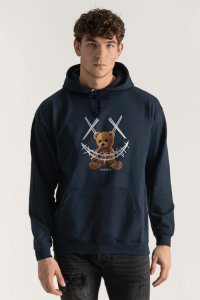 Hoodie in Blue Color with Mad Teddy Print