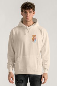 Hoodie in Ecru Color with Lovely Teddy Print