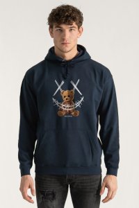 Hoodie in Blue Color with Mad Teddy Print