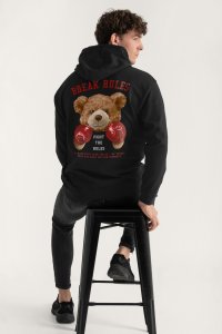 Hoodie in Black Color with Boxer Teddy Print