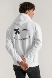 Hoodie in White Color with Dare To Dream Print
