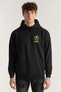 Hoodie in Black Color with Rebel Smiley Print