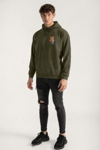 Hoodie in Khaki Color with Lovely Teddy Print
