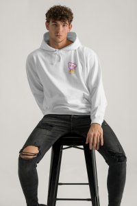 Hoodie in White Color with Love Positive Print